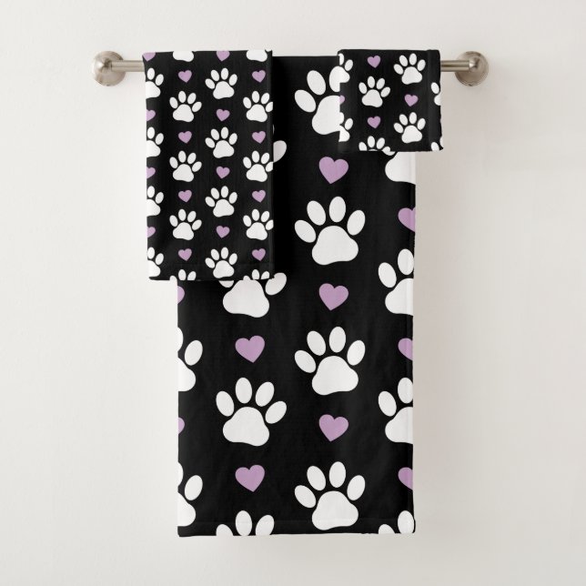 Paw Motif, Chien Paws, White Paws, Lilac Hearts (En situation)