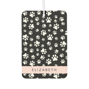 Paw Pattern, Dog Paws, Black and White, Your Name Air Freshener