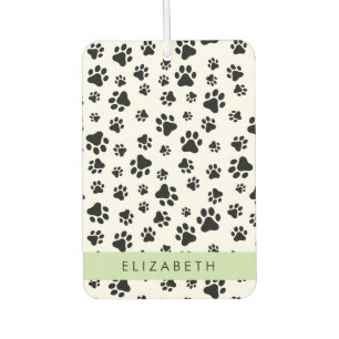 Paw Pattern, Dog Paws, Black and White, Your Name Air Freshener