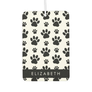 Paw Pattern, Dog Paws, Black and White, Your Name Air Freshener