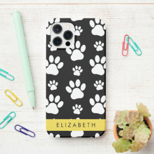 Paw Pattern, Dog Paws, Black and White, Your Name iPhone 12 Pro Case