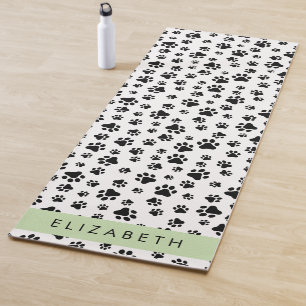 Paw Pattern, Dog Paws, Black and White, Your Name Yoga Mat