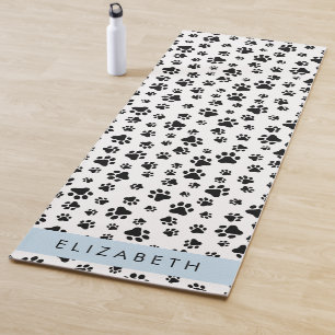 Paw Pattern, Dog Paws, Black and White, Your Name Yoga Mat