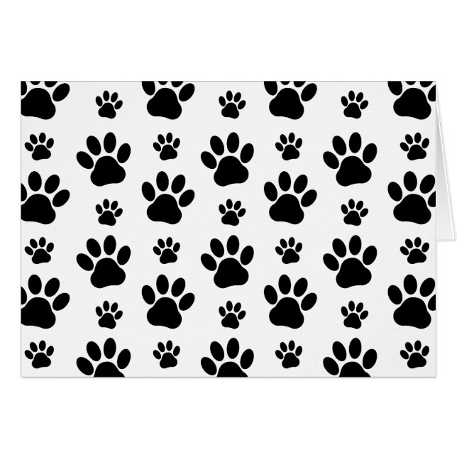 Paw Pattern, Dog Paws, Paw Prints, Black and White (Front Horizontal)