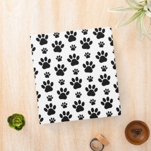 Paw Pattern, Dog Paws, Paw Prints, Black and White Binder