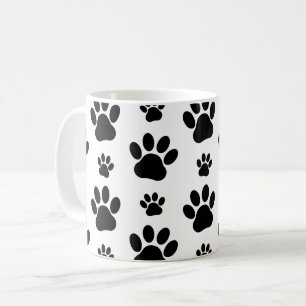 Paw Pattern, Dog Paws, Paw Prints, Black and White Coffee Mug