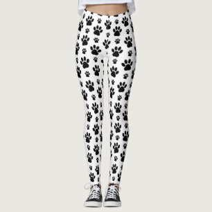 Paw Pattern, Dog Paws, Paw Prints, Black and White Leggings
