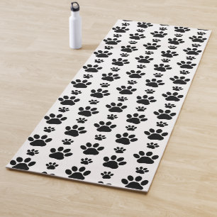Paw Pattern, Dog Paws, Paw Prints, Black and White Yoga Mat