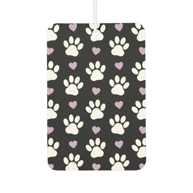 Paw Pattern, Dog Paws, White Paws, Lilac Hearts Air Freshener (Front)