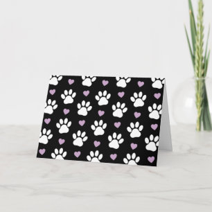Paw Pattern, Dog Paws, White Paws, Lilac Hearts Card