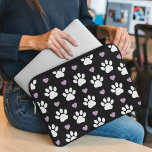 Paw Pattern, Dog Paws, White Paws, Lilac Hearts Laptop Sleeve<br><div class="desc">Cute,  fun and adorable pattern with white paws and lilac hearts. Modern and trendy gift,  perfect for the dog lover in your life.</div>