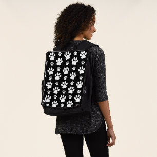 Paw Pattern, Paw Prints, Dog Paws, Black and White Backpack