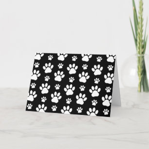 Paw Pattern, Paw Prints, Dog Paws, Black and White Card