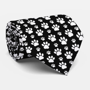Paw Pattern, Paw Prints, Dog Paws, Black and White Tie