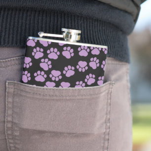 Paw Pattern, Purple Paws, Dog Paws, Animal Paws Hip Flask