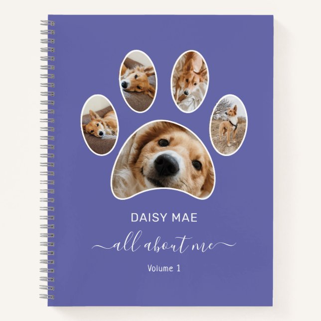 Paw Pet Photo Collage Name Periwinkle Journal (Front)