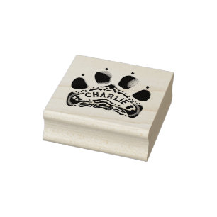 Paw Print 6-8 Letter Rubber Stamp