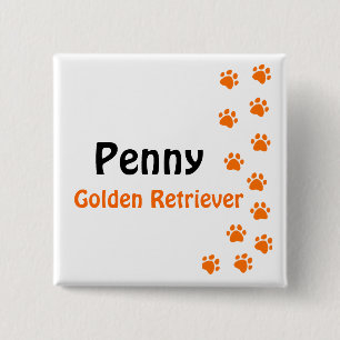 Paw print - add your own name or dog breed 2 inch square button