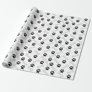 Paw Print and Chew Bone Wrap Paper
