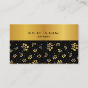 Paw Print and Grooming Comb in Gold Colour Business Card