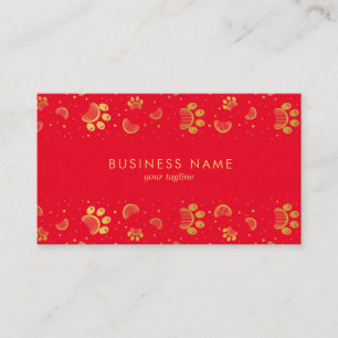 Paw Print and Grooming Comb in Gold Colour Business Card