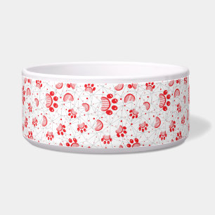 Paw Print and Grooming Comb Pattern in Red Colour