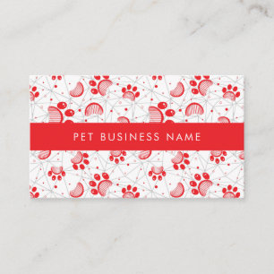 Paw Print and Grooming Comb Pattern with Grey Net Business Card