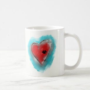 Paw Print and Heart Mug by Andy Mathis