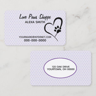 Paw Print and Hearts Business Card