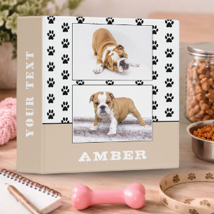 Paw Print Beige Pet Dog Photo Album Binder