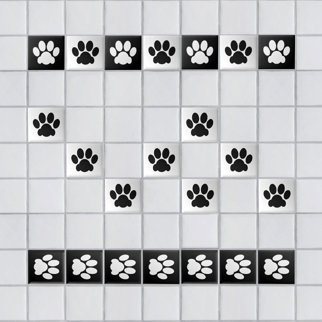 Paw Print black on white Tile (Creator Uploaded)