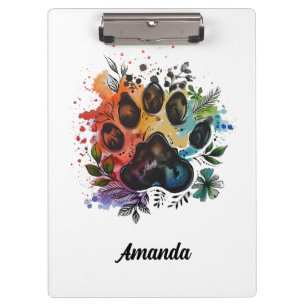Paw Print Boho Watercolor Clipboard