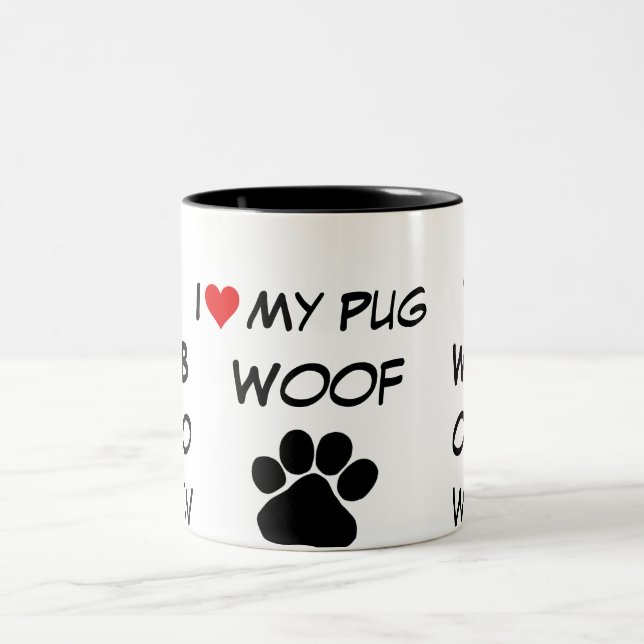 paw print, bow wow I heart my dog Two-Tone Coffee Mug (Center)