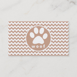 Paw Print; Brown Chevron Business Card