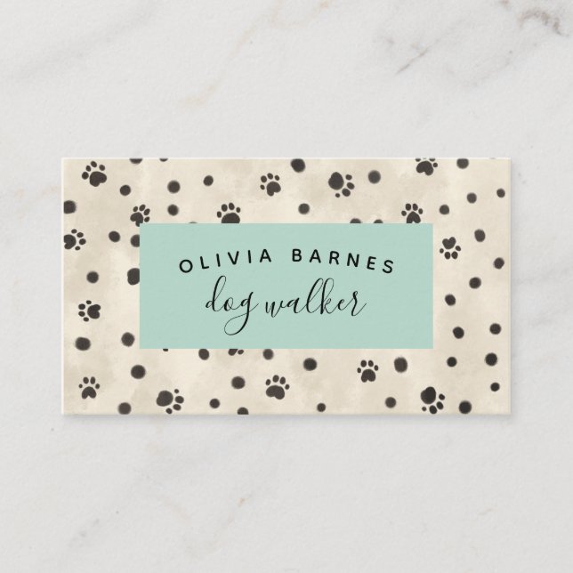 Paw print brushstroke pattern dog business card (Front)