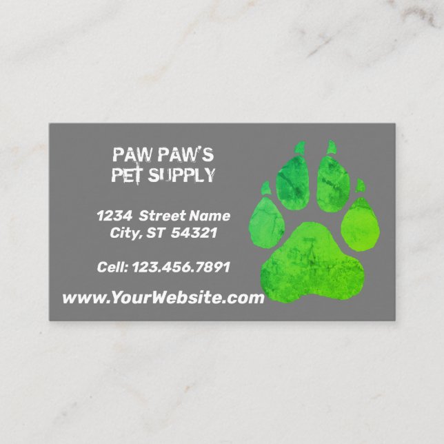 Paw Print  Business Card (Front)