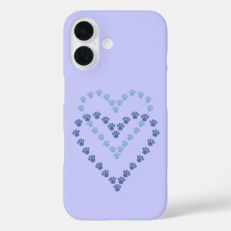 Paw Print Case-Mate iPhone 16 Case Blue & Lavender