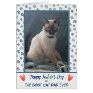 Paw Print Cat Dad Photo Template Father's Day Card