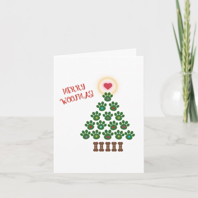 Paw Print Christmas Tree Card (Front)
