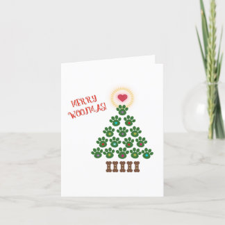 Paw Print Christmas Tree Card