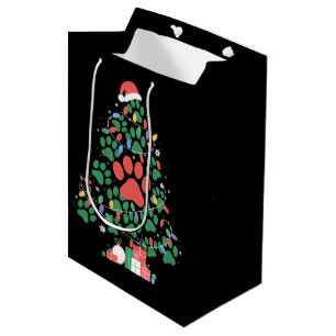Paw Print Christmas Tree Dog Cat Mom Lover Medium Gift Bag