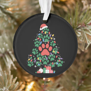 Paw Print Christmas Tree Dog Cat Mom Lover Ornament