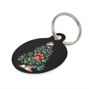 Paw Print Christmas Tree Dog Cat Mom Lover Pet Tag