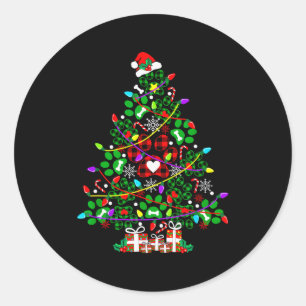 Paw Print Christmas Tree Dog Or Cat For Men Women Classic Round Sticker