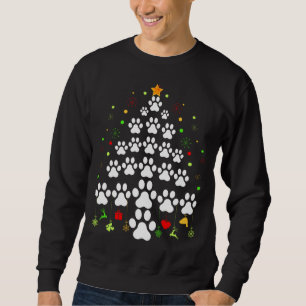 Paw Print Christmas Tree Lights Matching Family Xm Sweatshirt