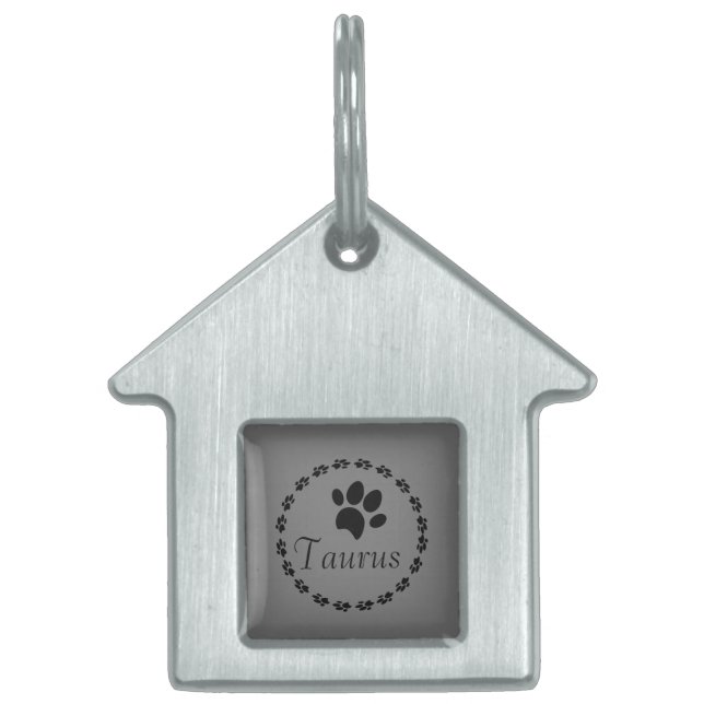 Paw Print Circular Logo Name  Pet ID Tag (Front)