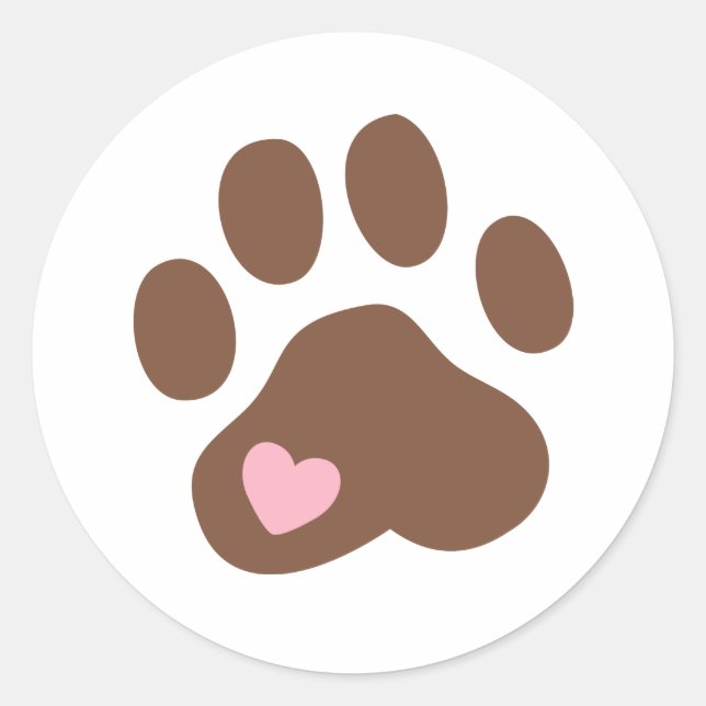Paw Print Classic Round Sticker (Front)