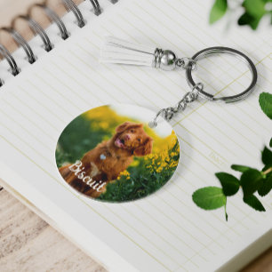Paw Print Cookies Light Blue Pattern Monogram Keychain