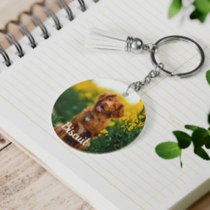 Paw Print Cookies Light Orange Pattern Monogram Keychain