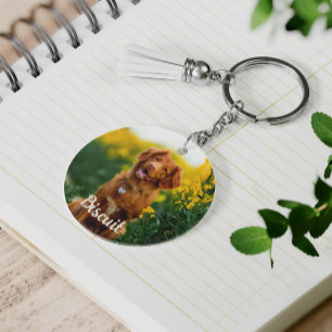 Paw Print Cookies Light Pink Pattern Monogram Keychain